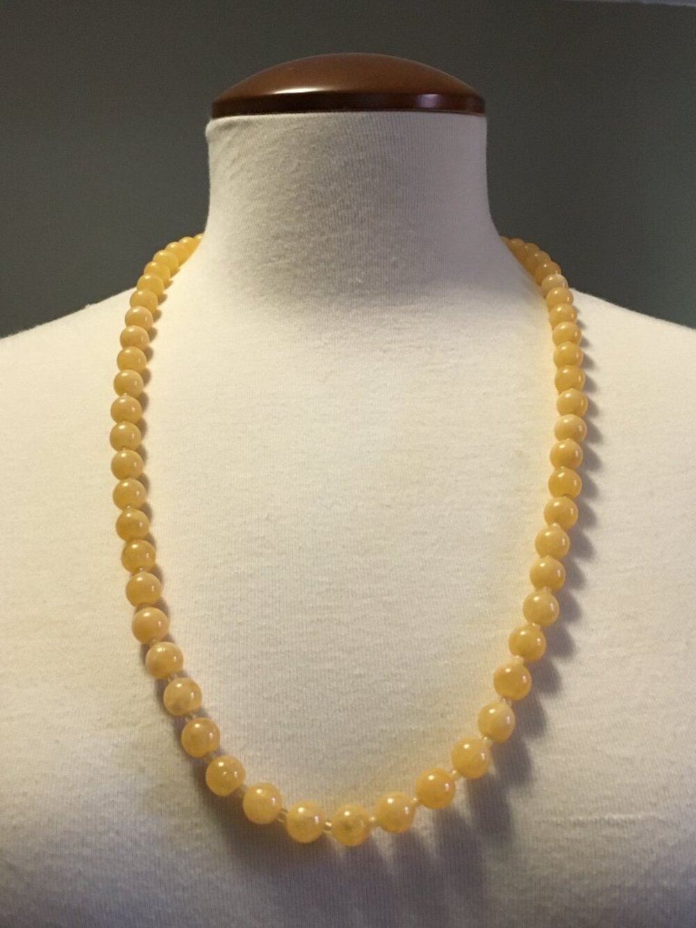 Vintage 60s MCM Peach Lucite Resin Bead Necklace 28" Clear Spacer Beads Mod